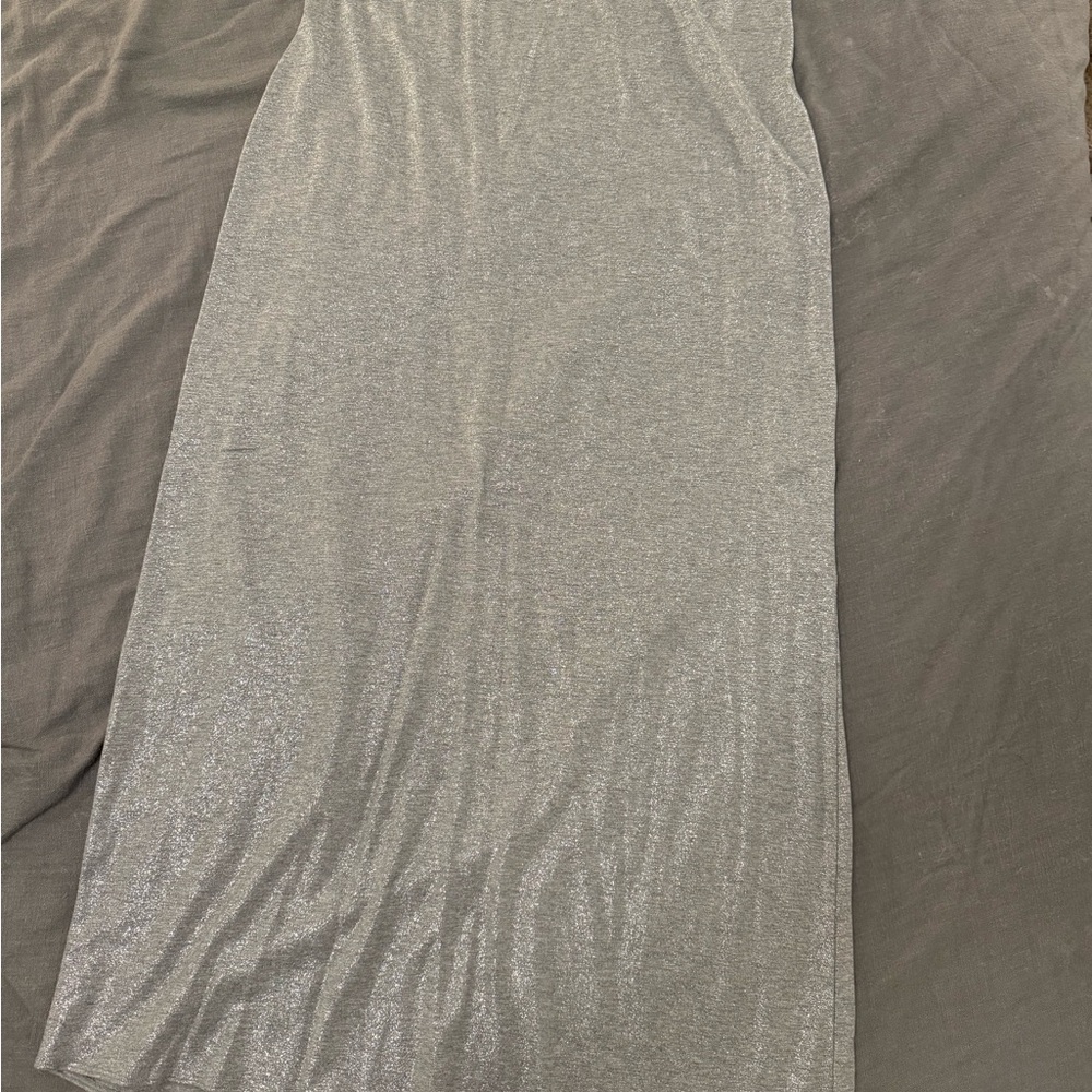 NWOT Aerie Shimmering Silver Maxi Skirt